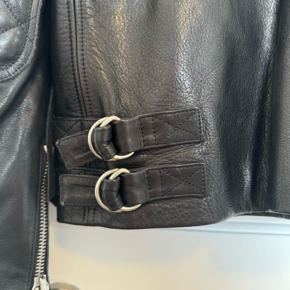 Acne Studios Calf Leather Biker Jacket Black Size 48 - Picture 6 of 16